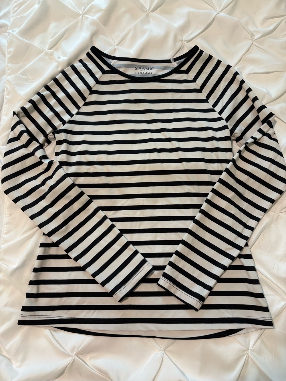 Spanx Black & White Striped UV Long Sleeved Shirt, Women’s Size Small